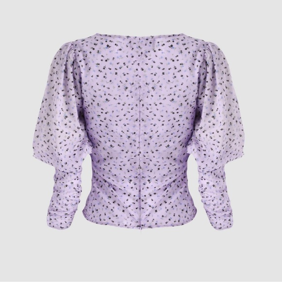 SOLD NWT Floral Gigot Ruched Sleeve Top - Picture 2 of 2